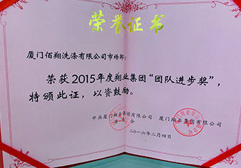 公司市場(chǎng)部榮獲2015年度翔業(yè)集團(tuán)團(tuán)隊(duì)進(jìn)步獎(jiǎng)